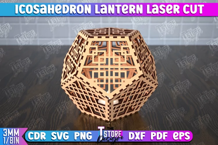 Icosahedron Lantern | Desktop Shadow Lamp | Hanging Lamp|CNC