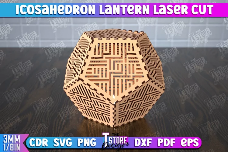 Icosahedron Lantern | Desktop Shadow Lamp | Hanging Lamp|CNC