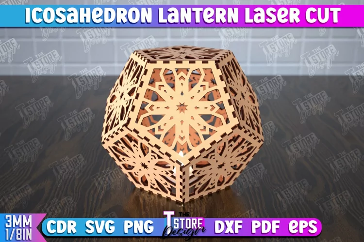 Icosahedron Lantern | Desktop Shadow Lamp | Hanging Lamp|CNC
