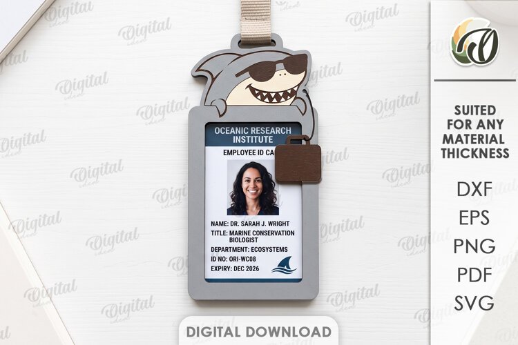 ID Card Holder Laser Cut. Employee Badge Holder SVG example image 1