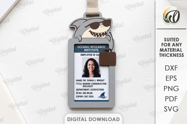ID Card Holder Laser Cut. Employee Badge Holder SVG