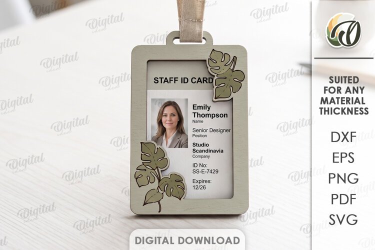 ID Card Holder Laser Cut. Employee Badge Holder (6922295)