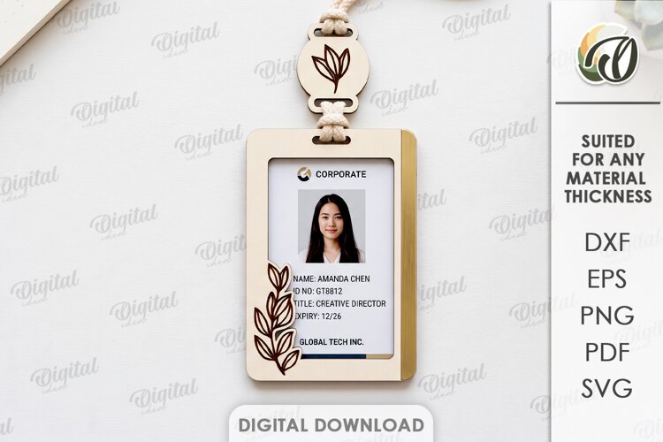 ID Card Holder Laser Cut. Employee Badge Holder (6922291)