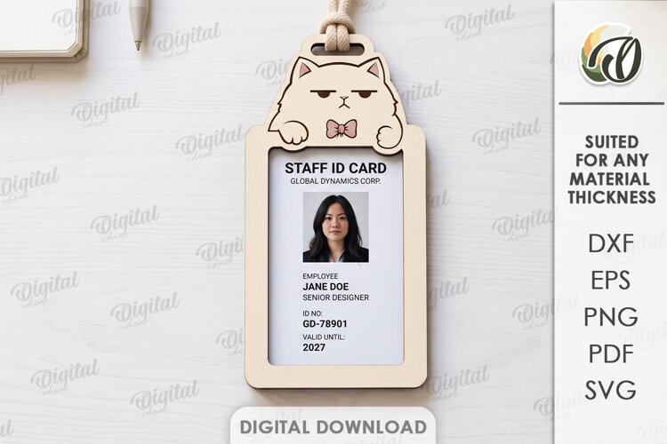 ID Card Holder Laser Cut. Employee Badge Holder (6922294)