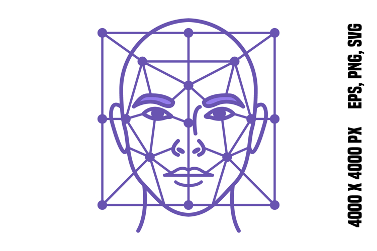 Purple Face ID Recognition Icon