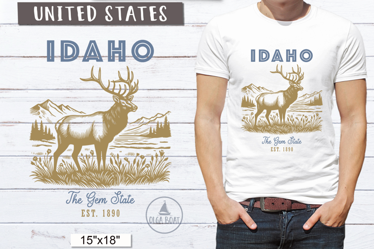 Idaho PNG | Vintage United States Sublimation Design