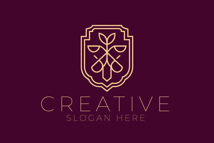 Heraldic Floral Shield Logo