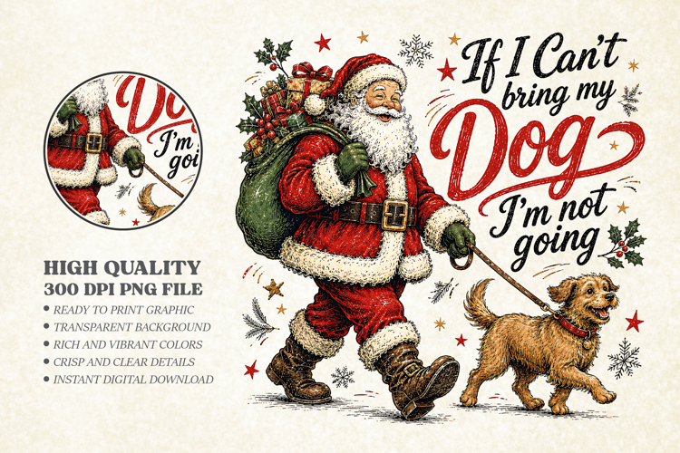 If I Cant Bring My Dog Christmas PNG - Holiday Shirt