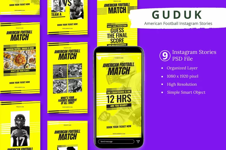 Guduk - American Football Match Instagram Story & Canva Temp