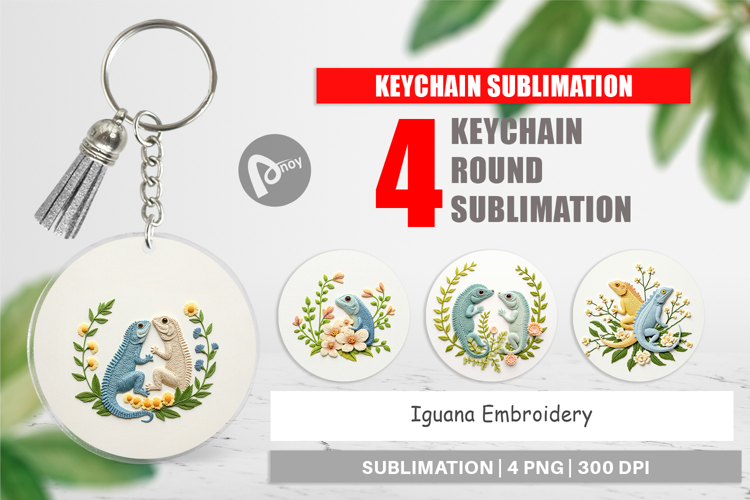 Keychain Iguana Embroidery