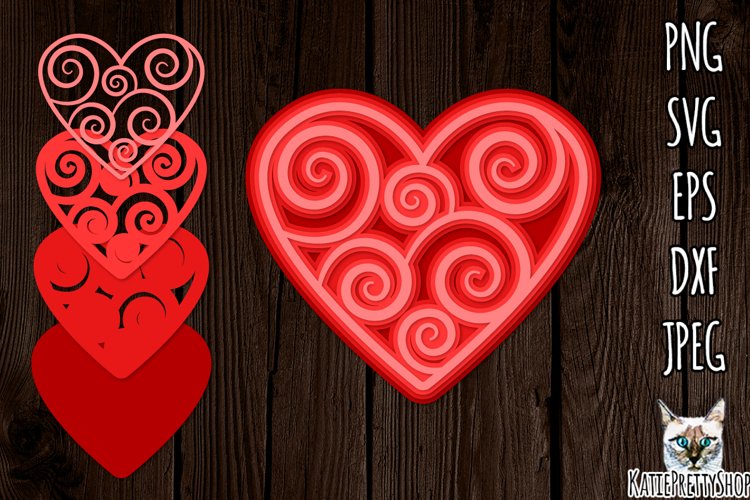3d layered Love Heart svg, Valentines day SVG, multilayered