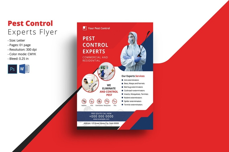 Pest Control Services Flyer Template, Word & Psd