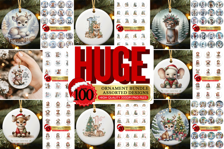 Huge Christmas Ornament Bundle | 100 Cute Animal Ornaments