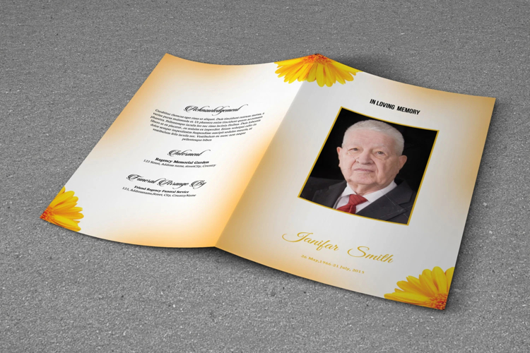 Floral Funeral Program Template