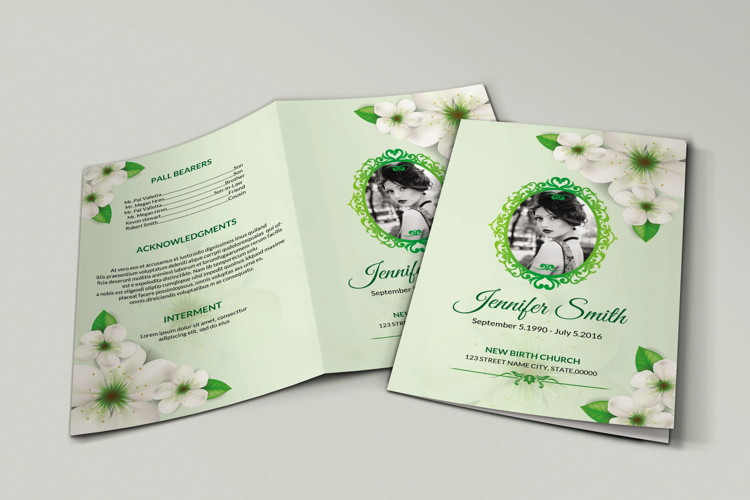 Floral Funeral Program Template