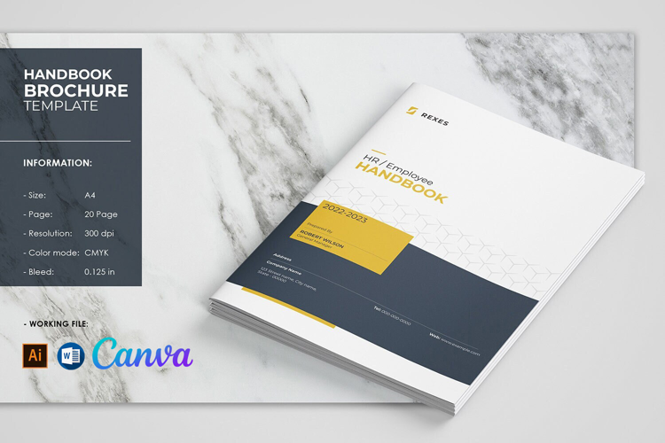 HR / Employee Handbook Template, Canva, Word & Illustrator