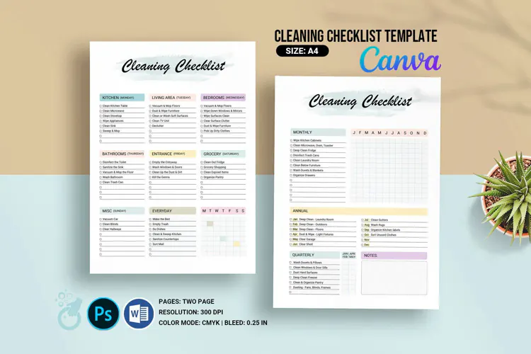 Cleaning Checklist Schedule Planner,