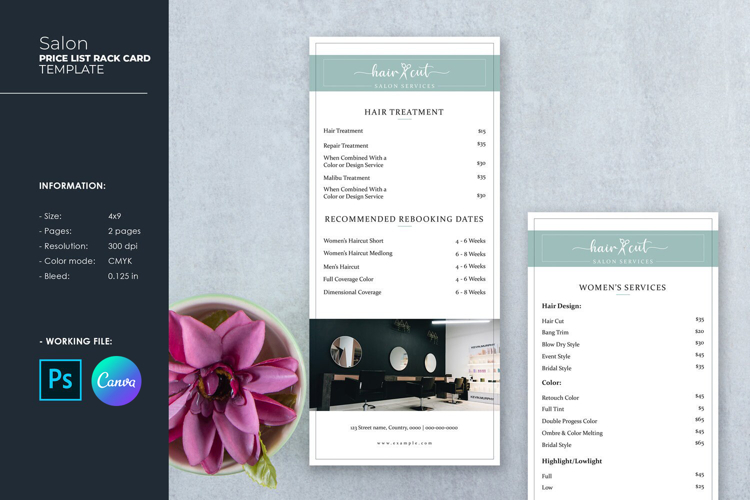 Beauty Salon Price List Rack Card