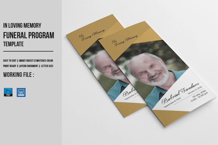 Trifold Funeral Program Template