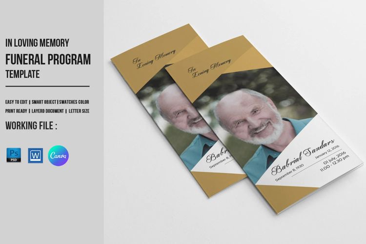 Trifold Funeral Program Template