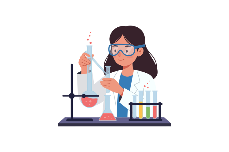 Young scientist conducting experiments in a laboratory with