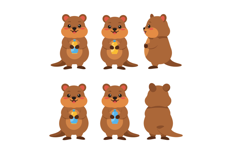 Cute animal character transformation in flat design showcasi