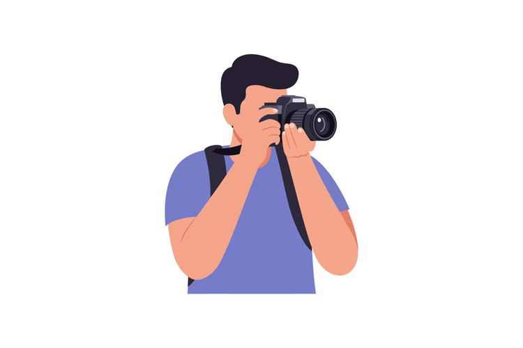 Photographer capturing a moment in flat design style with vi