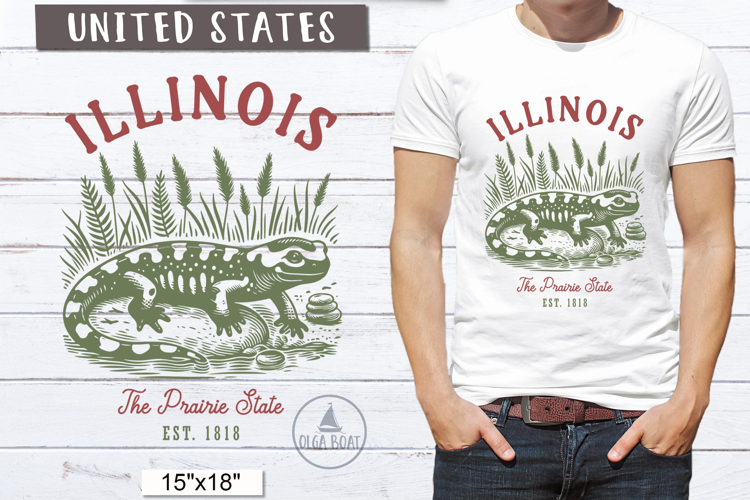 Illinois PNG | Vintage United States Sublimation Design