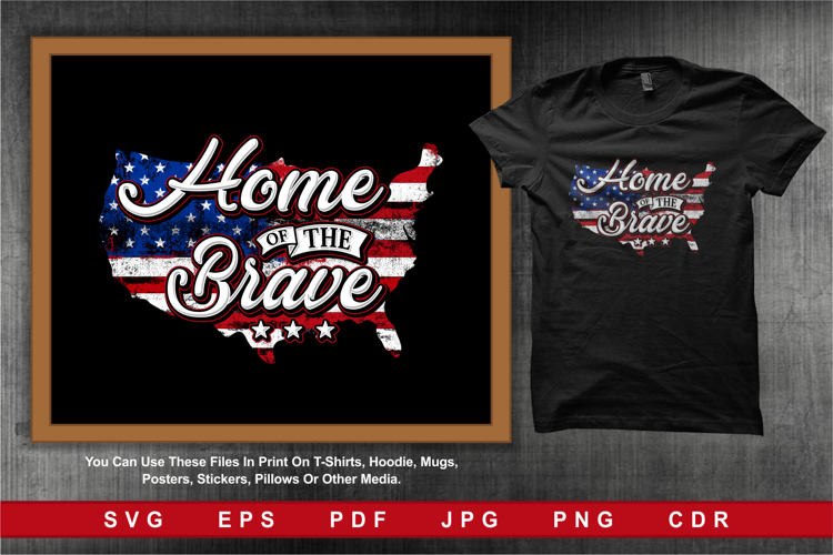 Illustration American Map Home Of The Brave