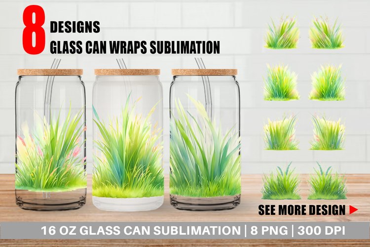 Illustration Grass Glass Can Wraps example image 1