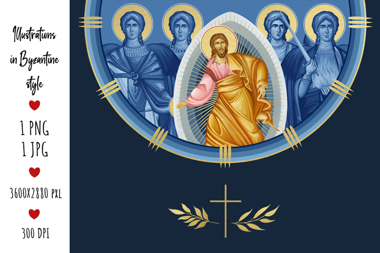 Resurrection of Jesus. Illustration in Byzantine style