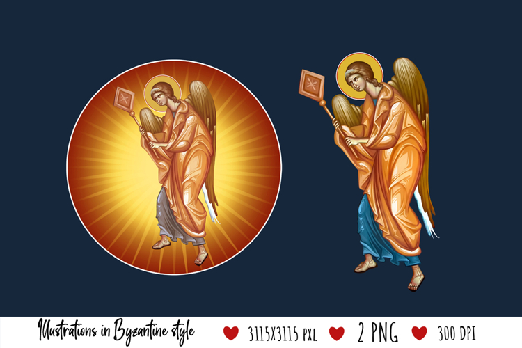 Angel. Illustration in Byzantine Style