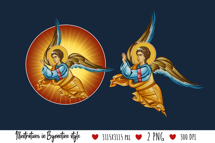 Angel. Illustration in Byzantine Style