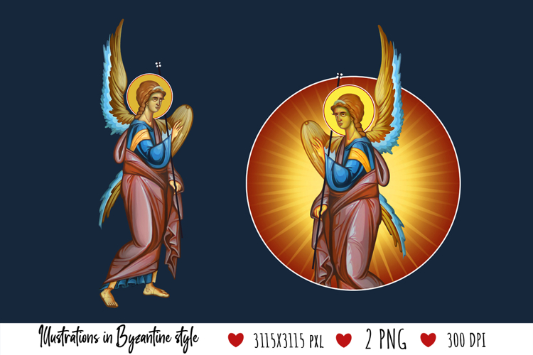 Angel. Illustration in Byzantine Style