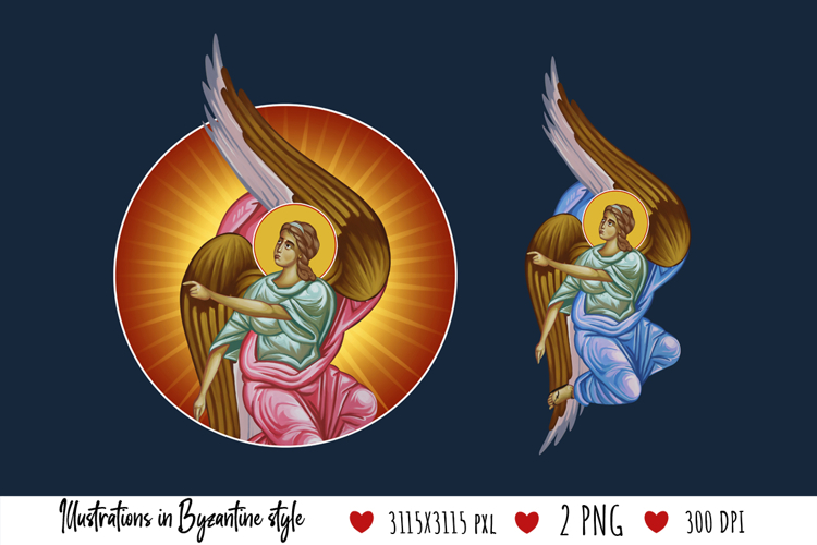 Angel. Illustration in Byzantine Style