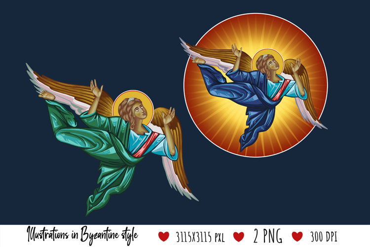 Angel. Illustration in Byzantine Style