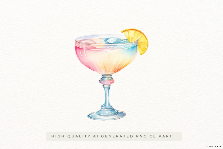 Cocktail Drink Clipart PNG, Summer Beverage Watercolor