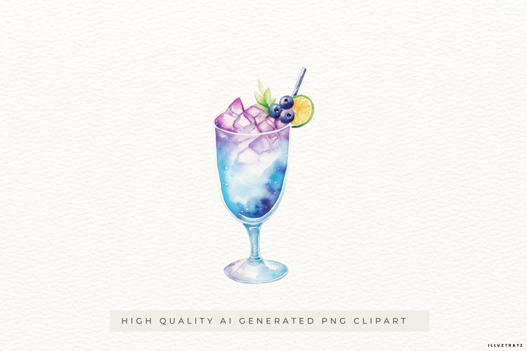 Cocktail Drink Clipart PNG, Summer Beverage Watercolor