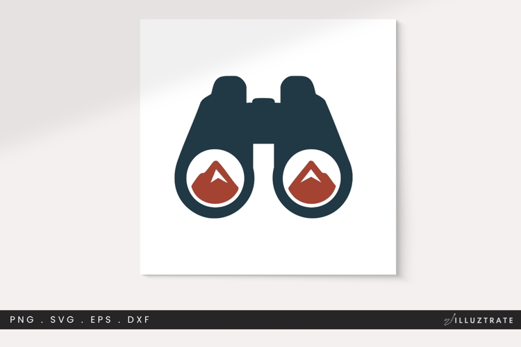 Camping Binoculars SVG Cut File with Mountain Clipart