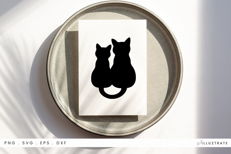Two Cats with Connected Tails SVG File Cute Pair