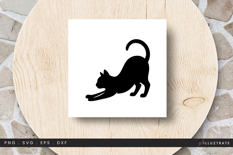 Cat Stretching SVG File Feline Silhouette Design