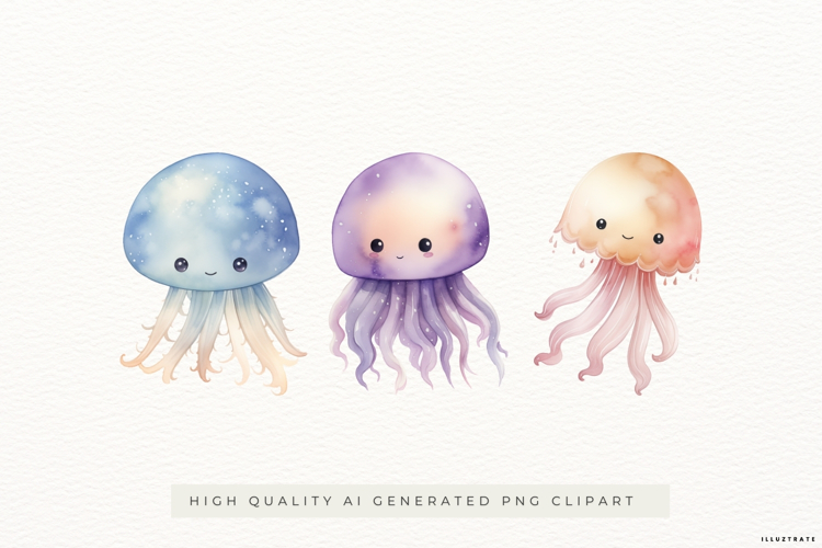 Cute Jellyfish Illustrations PNG Clipart