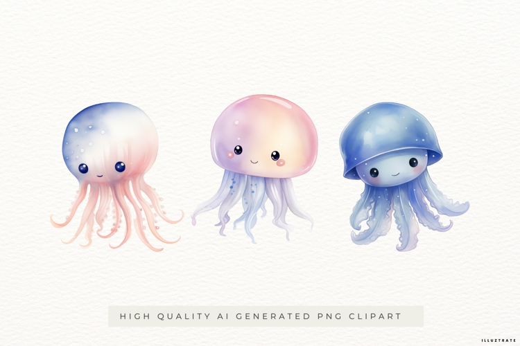 Cute Jellyfish Illustrations PNG Clipart