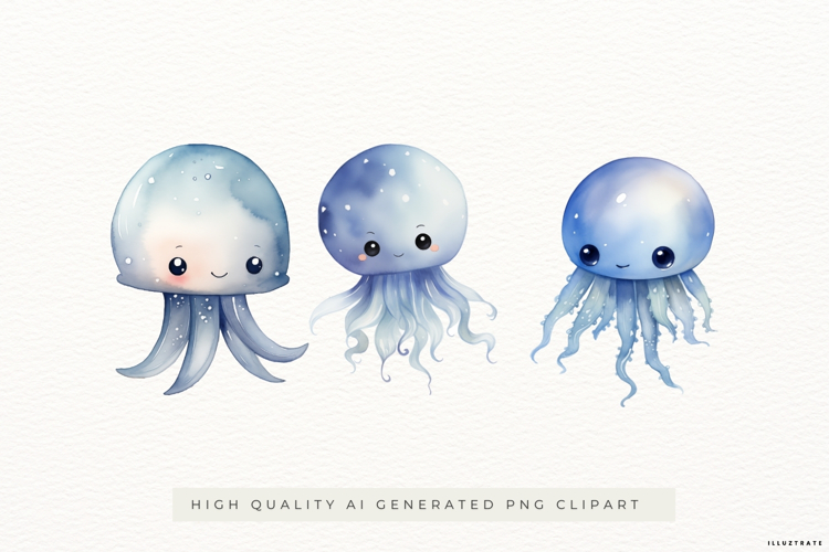 Cute Jellyfish Illustrations PNG Clipart