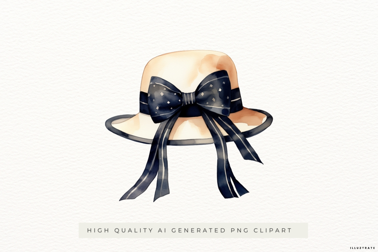 Chic Watercolour Hat with Bow PNG Clipart