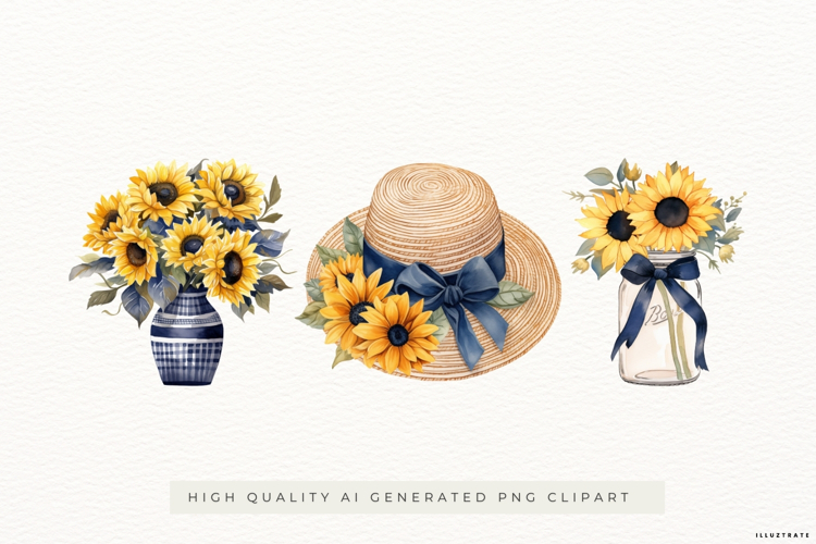 Sunflower Basket & Bouquet Illustrations