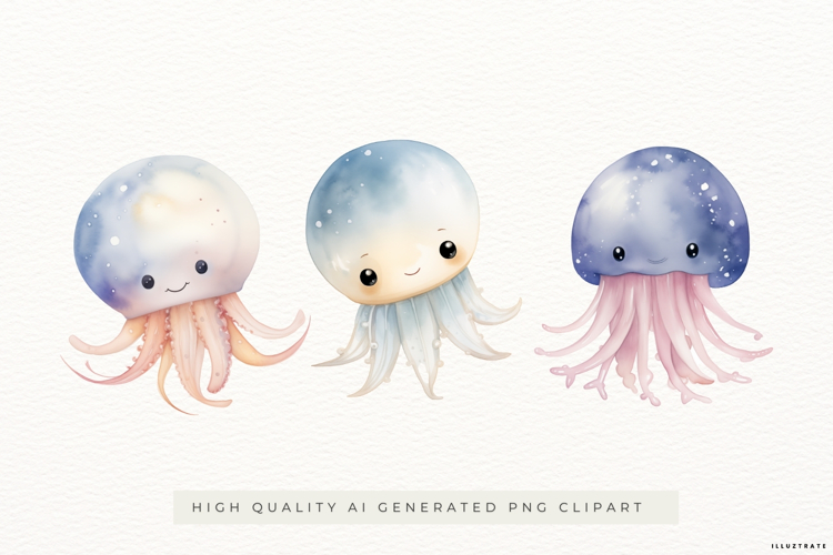 Cute Jellyfish Illustrations PNG Clipart