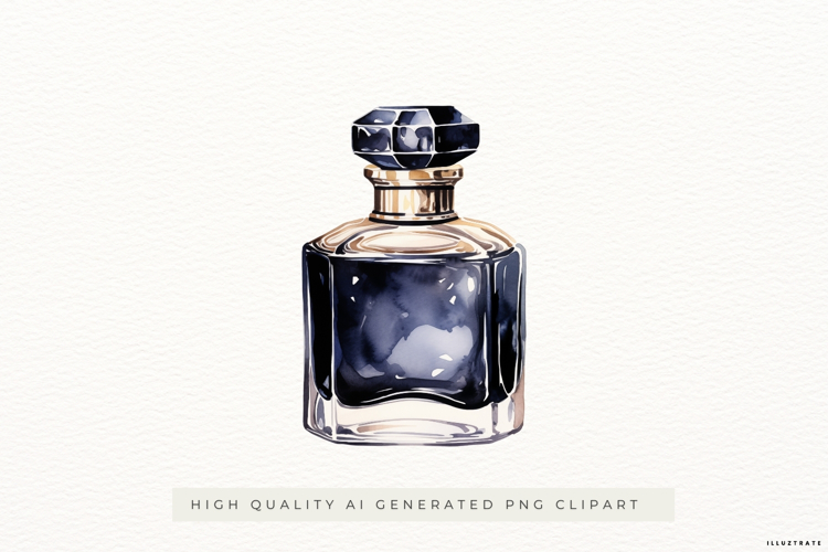 Elegant Watercolour Perfume Bottle PNG Clipart