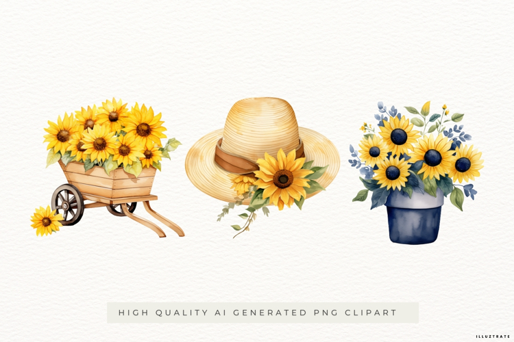 Sunflower Basket & Bouquet Illustrations