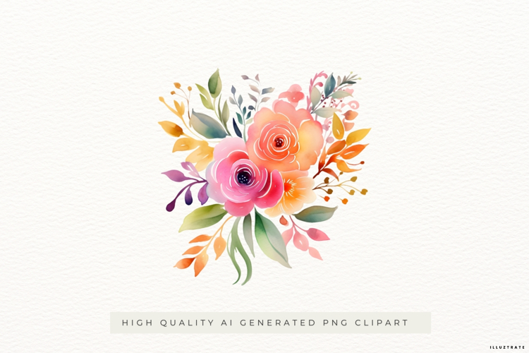 Watercolour Floral Bouquet PNG Clipart